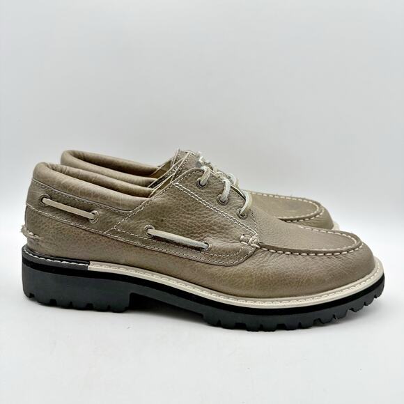 Sperry Mens a/O Lug 3-Eye Boat Shoes US 9 M EU 42 Taupe Leather Waterproof NWOB - Picture 3 of 12
